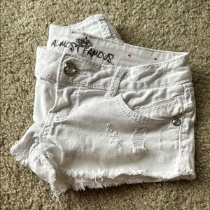 Almost Famous Distressed White Shorts